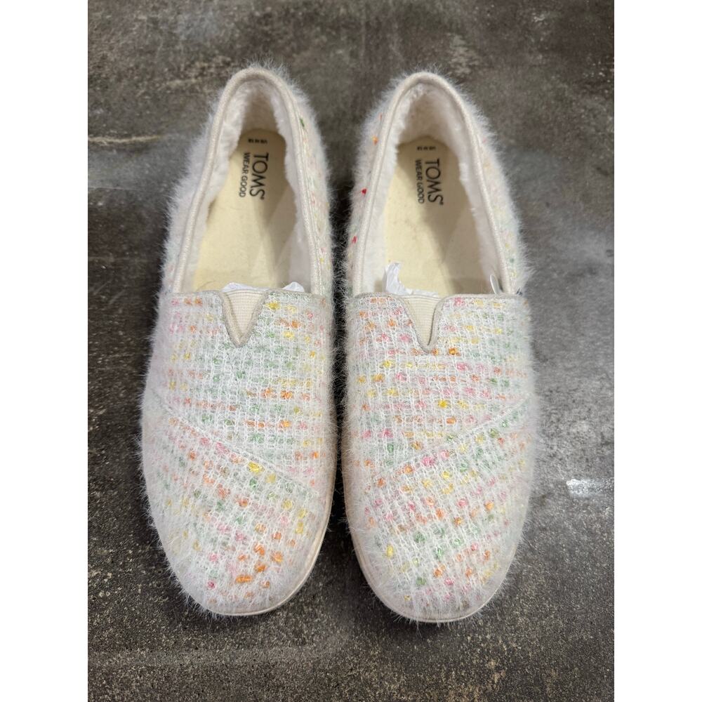 TOMS Women's Alpargata Cupsole Slip on Chenille Sweater Knit Multi Color Sz 12